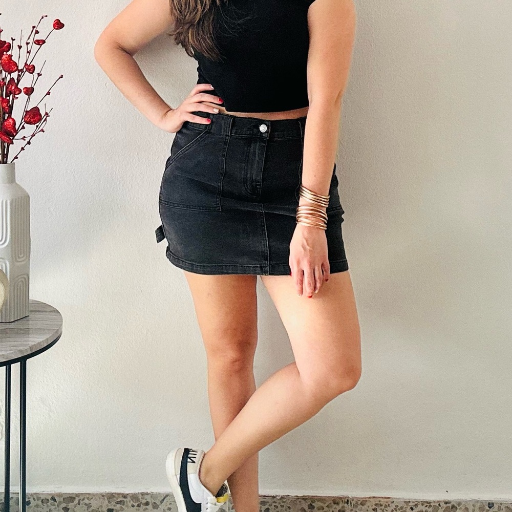 Cargo Denim Mini Skirt